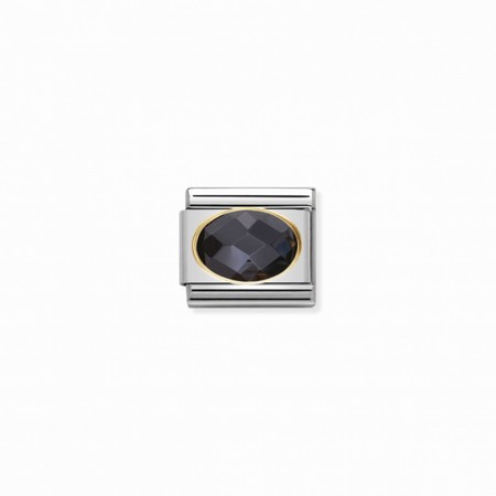 Nomination Gold Oval Black CZ Stone Composable Charm